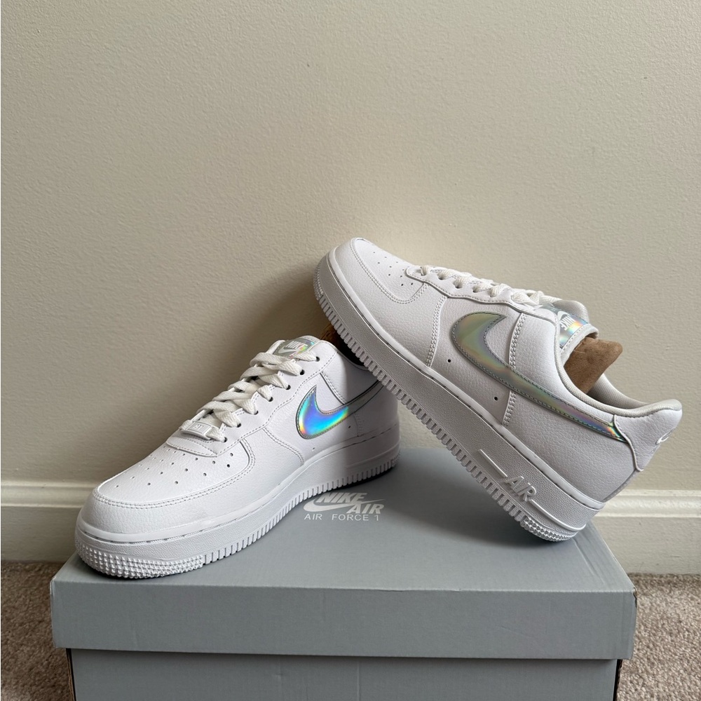 Nike White and Silver Sneakers Classic Design